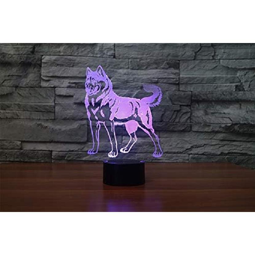 Huskies 3D Illusion Night Light Touch Table Desk Lamp with Remote Control 16 Colors Optical USB LED Night Light for Kids Gift Room Decoration