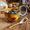 Sunflower Underglaze Tableware Set: Cup & Spoon Duo
