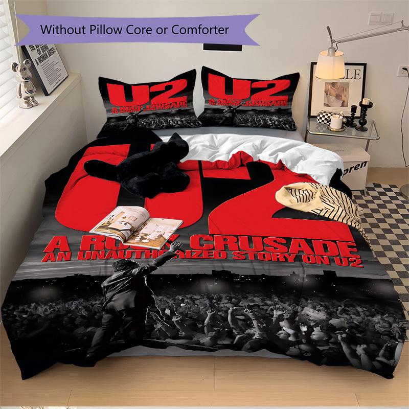 3pcs U2, Rock Crusade Duvet Cover Set - Soft & Breathable Bedding, Includes 1 Duvet Cover and 1/2 Pillowcases (No Insert) yy251107199