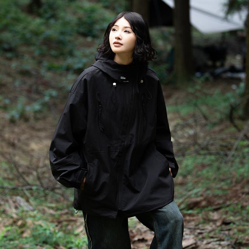 Jacket Spring and Autumn Outdoor Casual Loose Solid Color Tooling Multi-bag Jacket Top Jacket