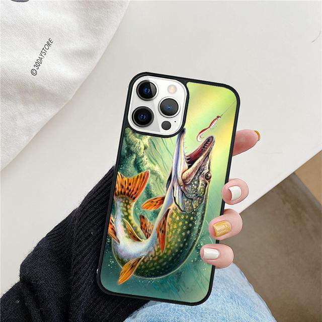 Fishing Painting Phone Case For iPhone 17 Air 15 16 Cover  11 13 14 Pro Max 12 Plus Max Fundas
