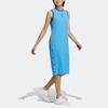 Adidas Neo Solid Color Side Button Round Neck Sleeveless Dress Women Dresses Blue HN0014