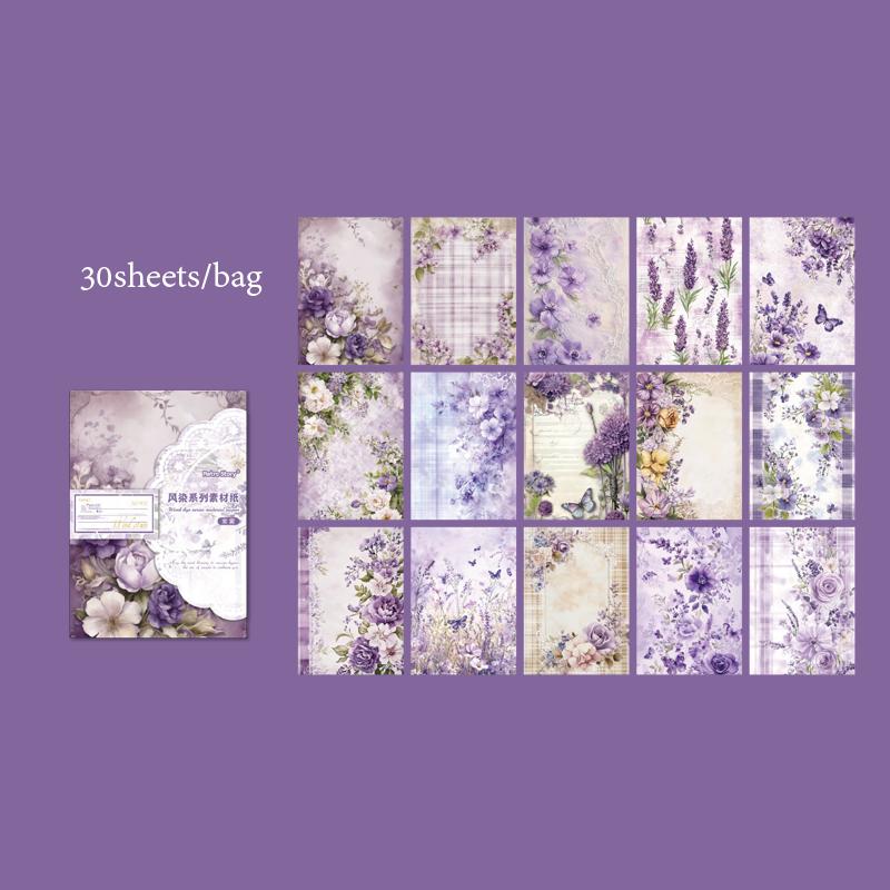 30 Sheets Floral Corner Design Paper For Creative Journal Collage Handmade Greeting Cards Scrapbooking Planner Notebook Gift