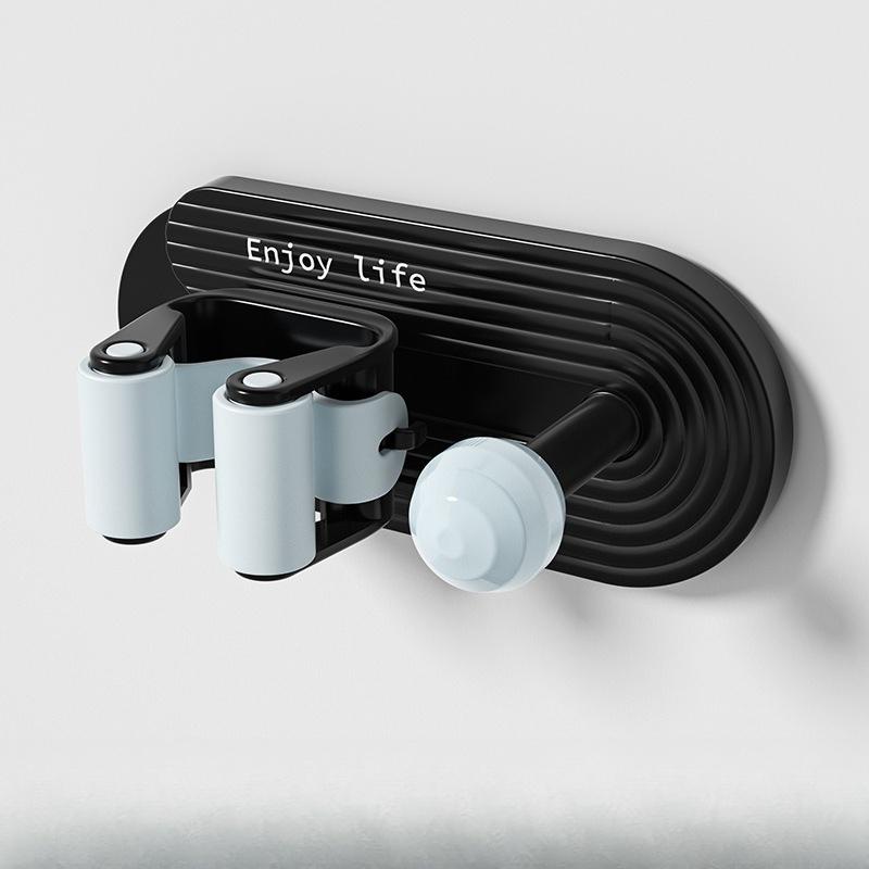 Color blocked mop clip no punching broom mop storage rack