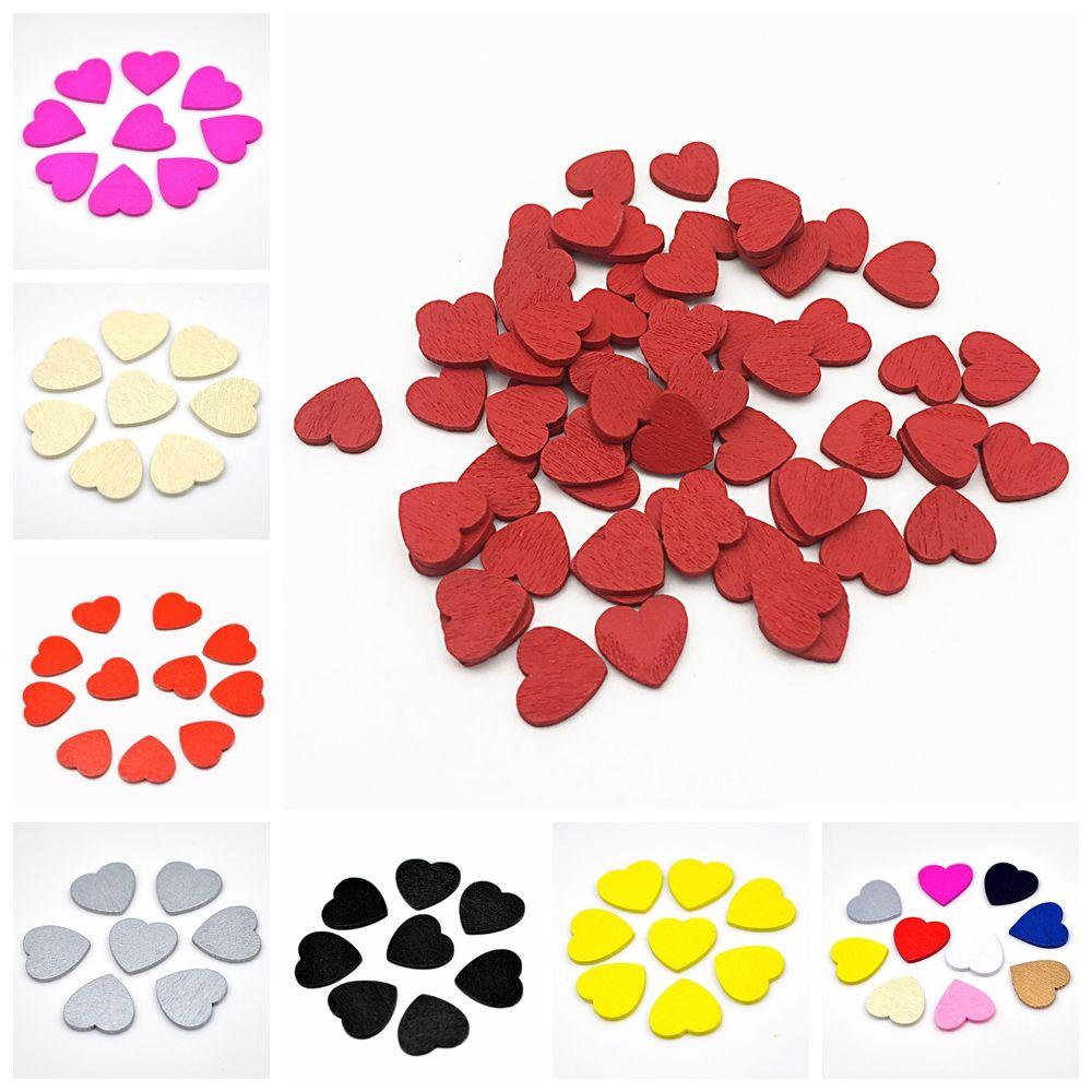 Party Decor DIY Wedding Ornaments Wooden Chips Confetti Slices Wood Crafts Hearts Shaped