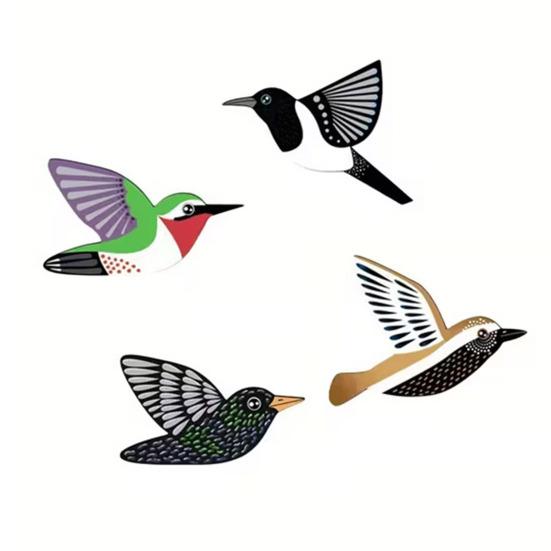 

4Pcs Wall Decor Colorful Flying Bird Wall Stickers Self-Adhesive Waterproof Hummingbird Wall Decals Kids Room Natural Home A
