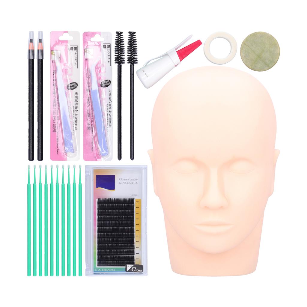 False Eyelash Extension Training Kit Mannequin Head Grafting Eyelashes Practice Tools Kit