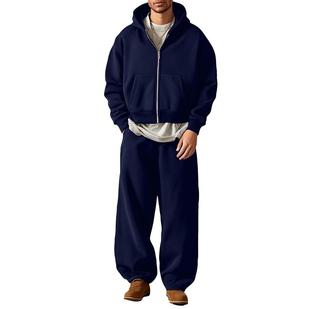 Winter Kapuzen-Reißverschluss-Sweatshirt und Jogginghosen Set Passendes Trainingsanzug für Damen und Herren