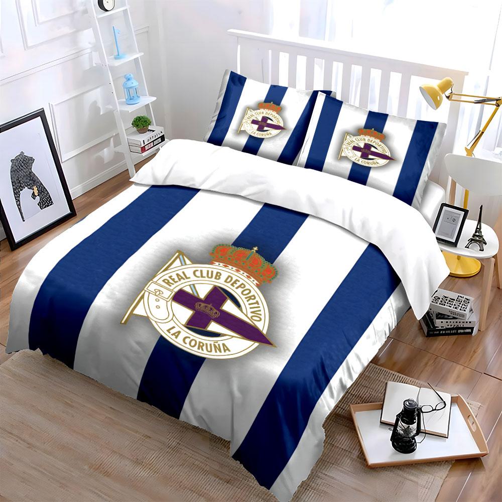 Blue-white stripes, club emblem. Bedding sets Duvet cover sets Duvet covers Pillowcases(1 * Duvet Cover 2 * Pillowcases without duvet insert)