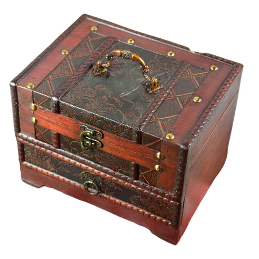 Abschließbarer Schmuckorganisator aus Holz für Ohrringe, Halsketten, chinesische Schmuckschatulle mit Spiegel, Halter für Damenaccessoires