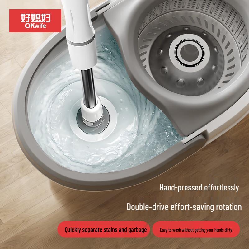 Hao Xi Fu Dual-Drive Spin Mop System with Stainless Steel Basket
