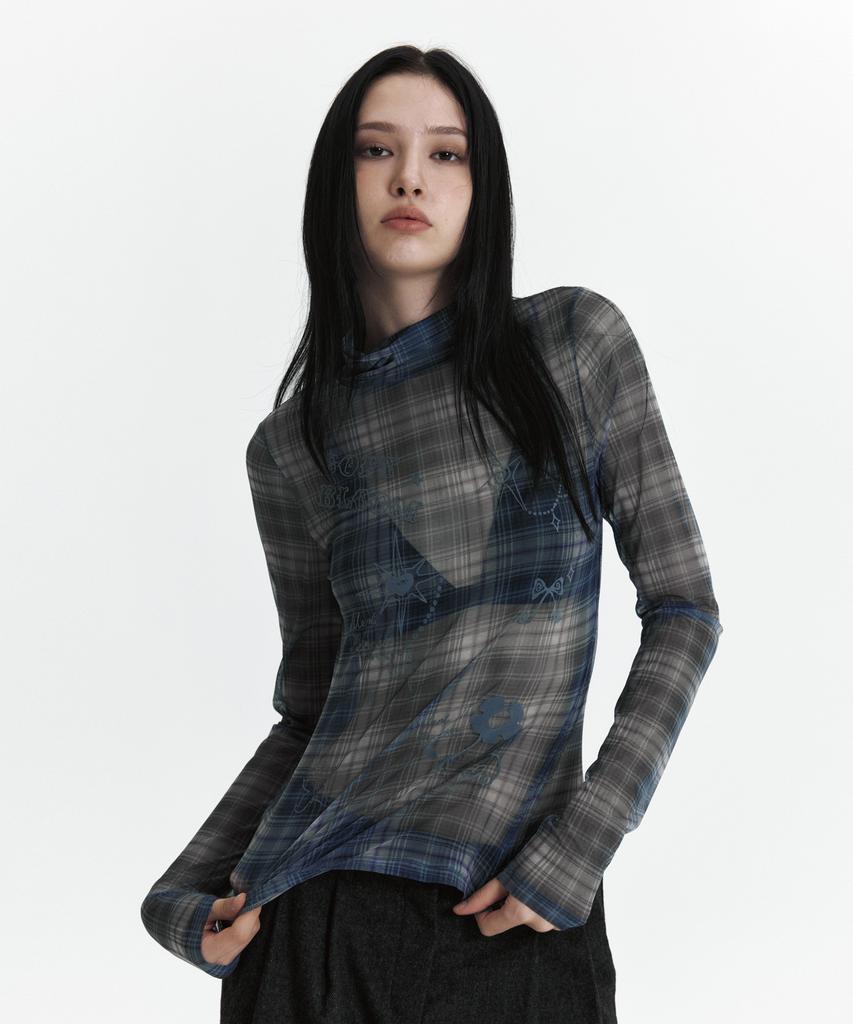 Kyuliti C See-Through Check T-Shirt_Black