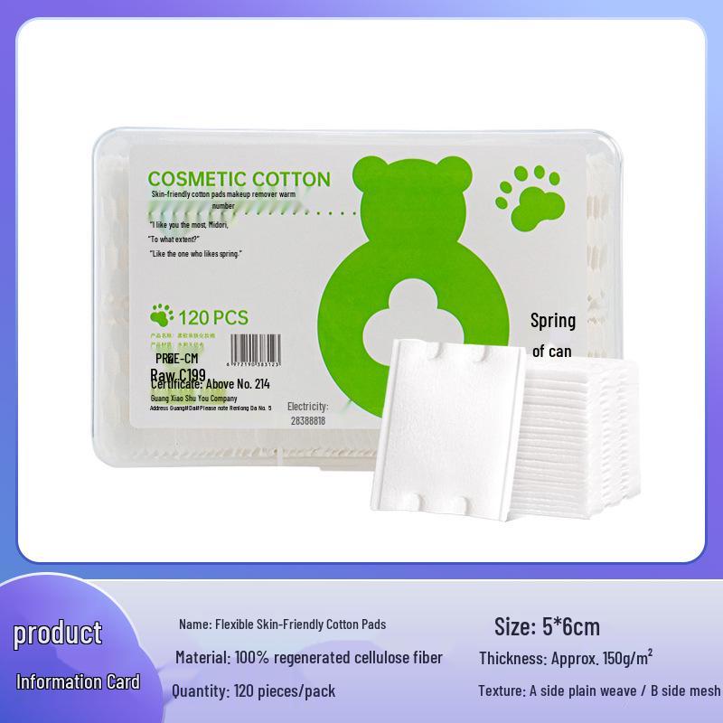 Dual-Effect Thick Cotton Makeup Remover Pads - Disposable 3-Layer Wet Compress Cotton Pads