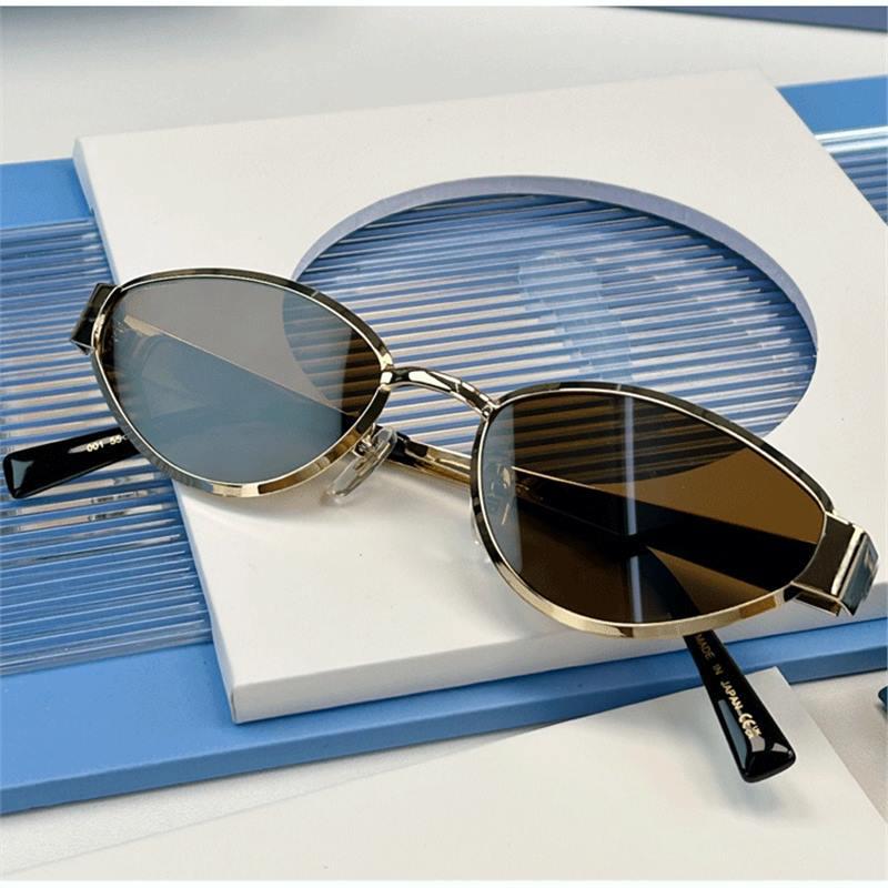 Ni Ni Gold Cat Eye Retro Sunglasses, Unisex Round-Square, Myopia-Compatible