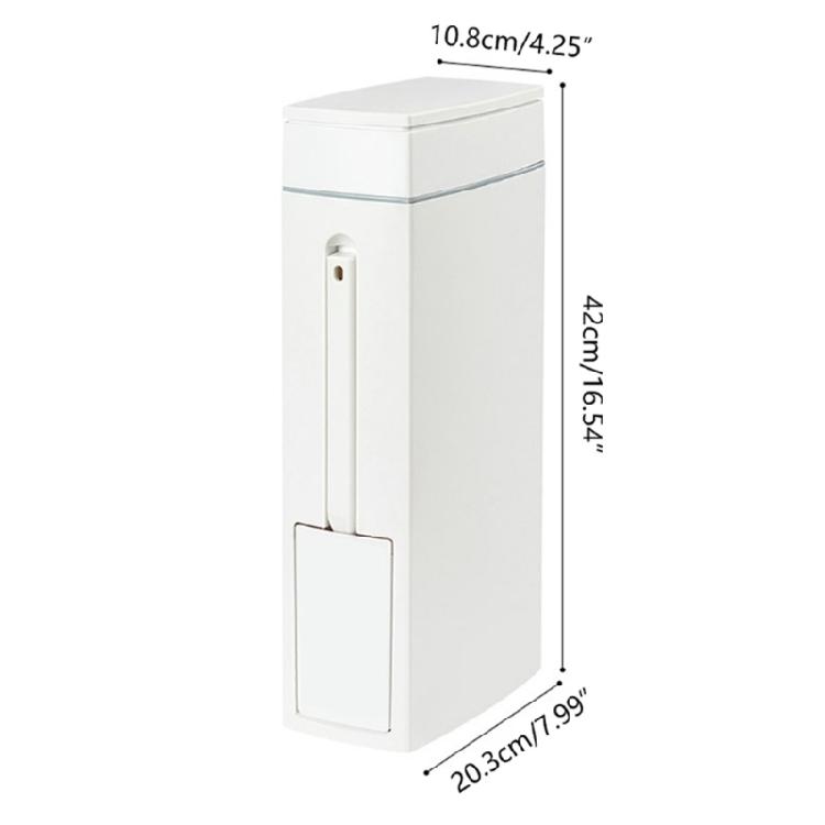 Slim Plastic Trash Can with Toilet Brush Holder 4.5L Garbage Can with Press Top