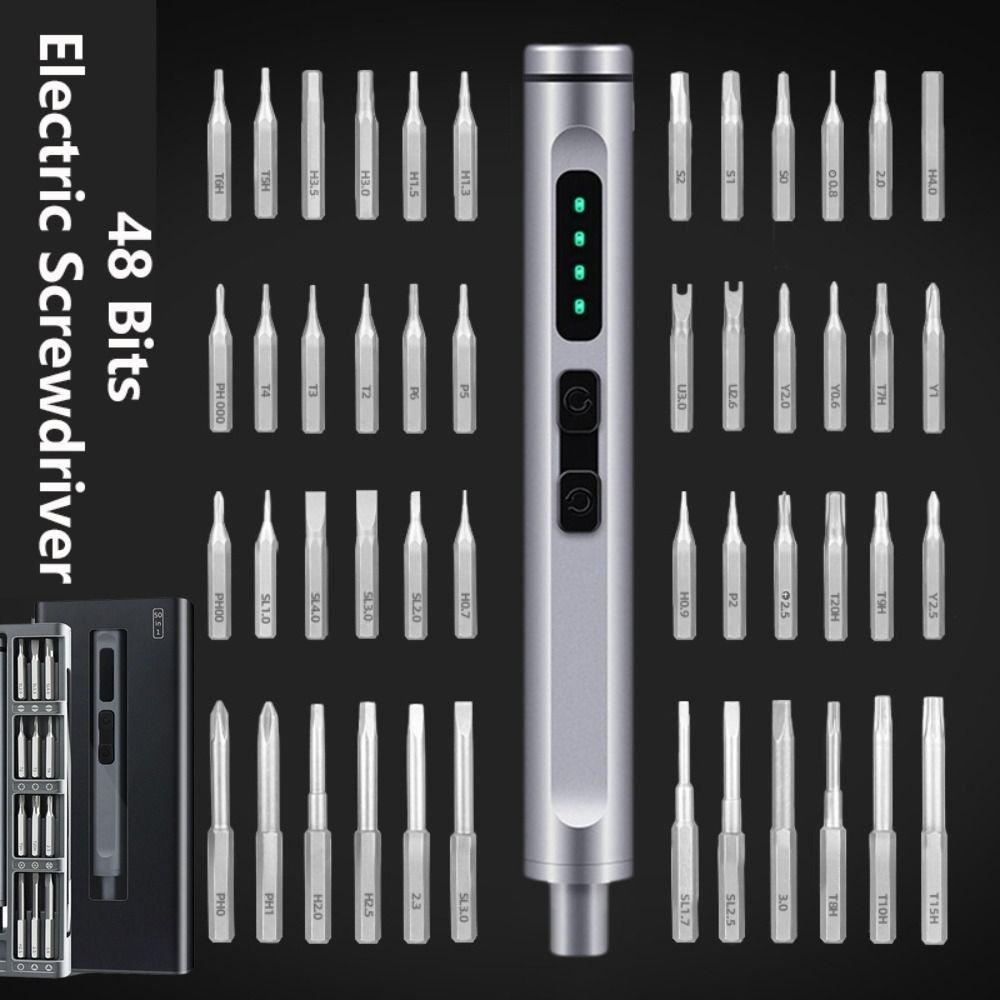 50-in-1 Electric Screwdriver Set with 48 Magnetic Bits Type-C Electric Tool Kit Quiet Sound Fast Charging Cordless Screwdriver