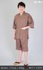 [Ai Ai] Cool-looking, washable cotton-linen jinbei (wool-dyed kimono), made in Japan, 75% cotton, 25% linen (L, Brown)