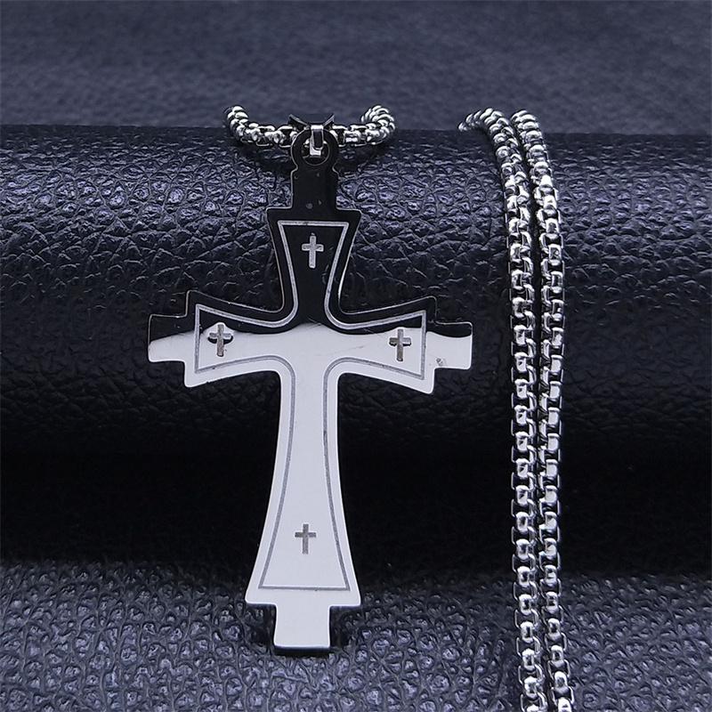 Cross Stainless Steel Choker Necklace for Man Gold Color Men's Chain Necklace Jewelry Corrente Masculina N1173S02