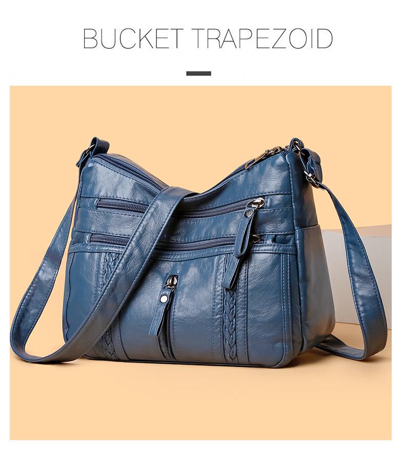Damen Umhängetasche mit großem Fassungsvermögen aus weichem Leder – Modische und vielseitige mehrlagige Tragetasche für Mütter mittleren Alters.