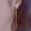Elegant Zircon Pearl Heart Tassel Earrings for Women