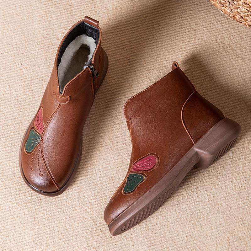 Sheep Fur Winter Shoes Women Snow Boots Warm Flat Ladies Ankle Boots Winter Mother Shoes Plus Size 42