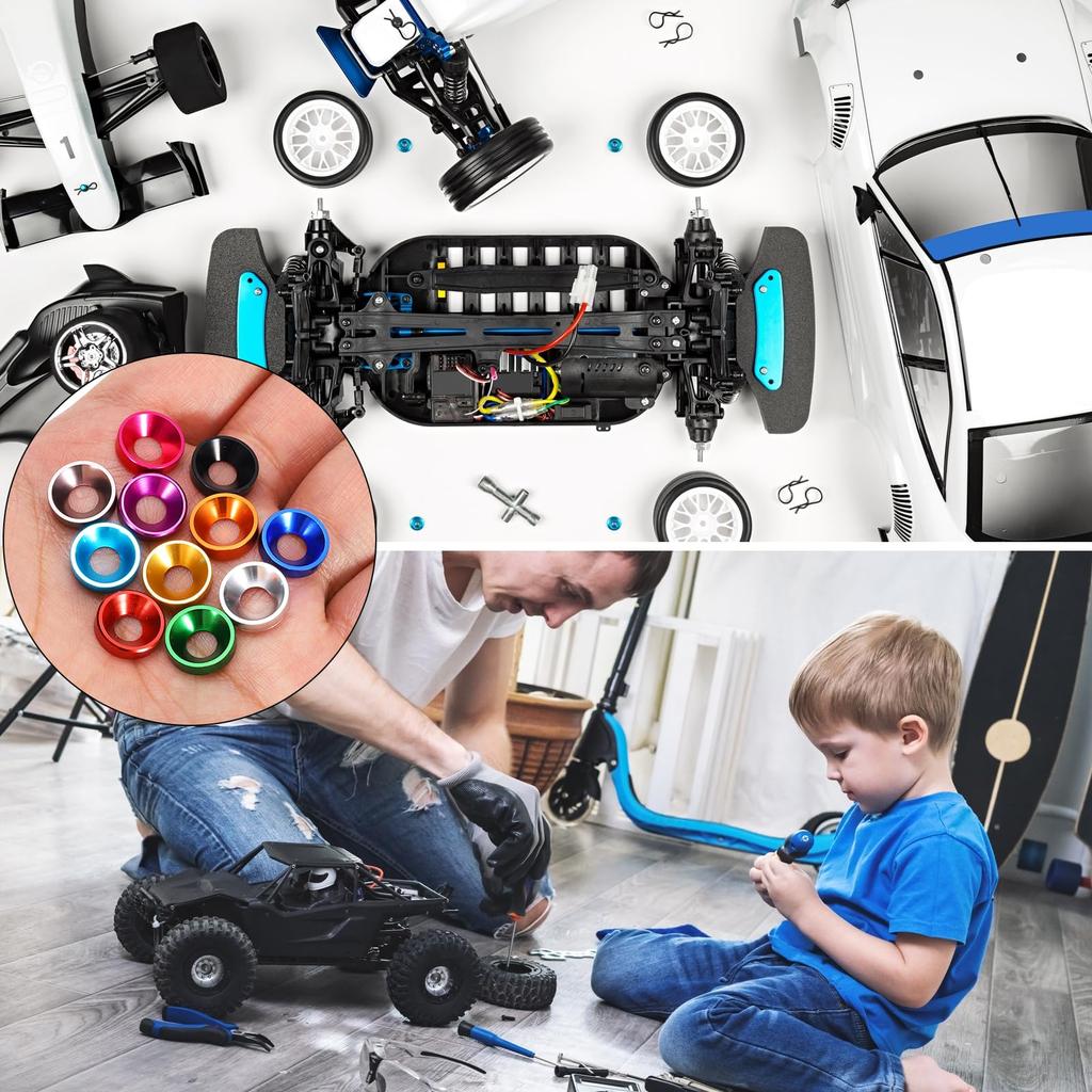 uxcell M4 Washer Cone Cup Type Countersink Washer Hole Diameter 4.1mm/0.16 Aluminum Gasket Cup Head Washer for RC/FPV/PC/Drone/Machine Accessory