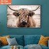 Highland Cow Canvas Wall Art - Scottish Cow Farm Animal Print, Rustic Scottish Borders Cattle Picture for Farmhouse Cottage Decor