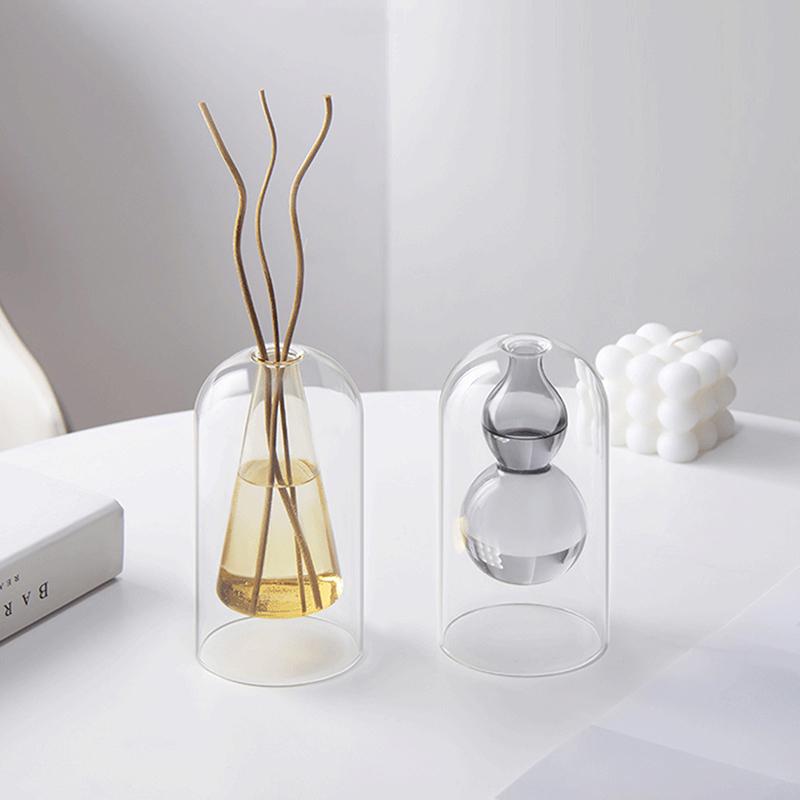 Double Layer Glass Aromatherapy Bottle Essential Oil Volatilization Bottle Ornament Home Decoration Hydroponic Vase