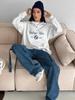 Women's Oversized Retro Letter Print Hoodie - Thick, Warm Outerwear for 2025 Autumn/Winter