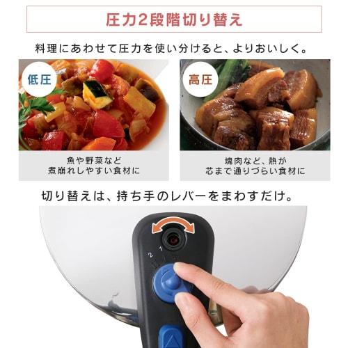 IRIS OHYAMA KAR-5L Pressure Cooker, 5L, Induction Compatible, Triple-Layer Bottom, Sliding Open/Close, Two-Level Pressure Control, Safety Lock, Silver