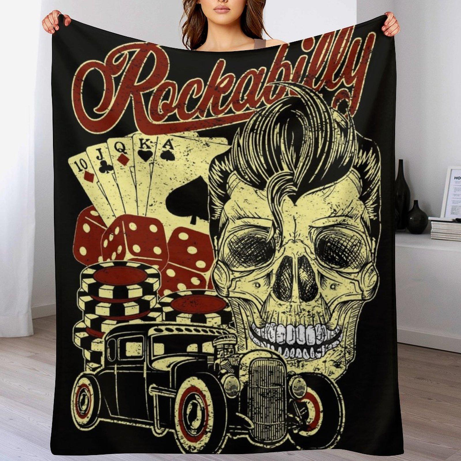 

Rockabilly Throw Blanket Cozy Sofa Blanket for TV Watching Napping 102x76cm(40x30in)