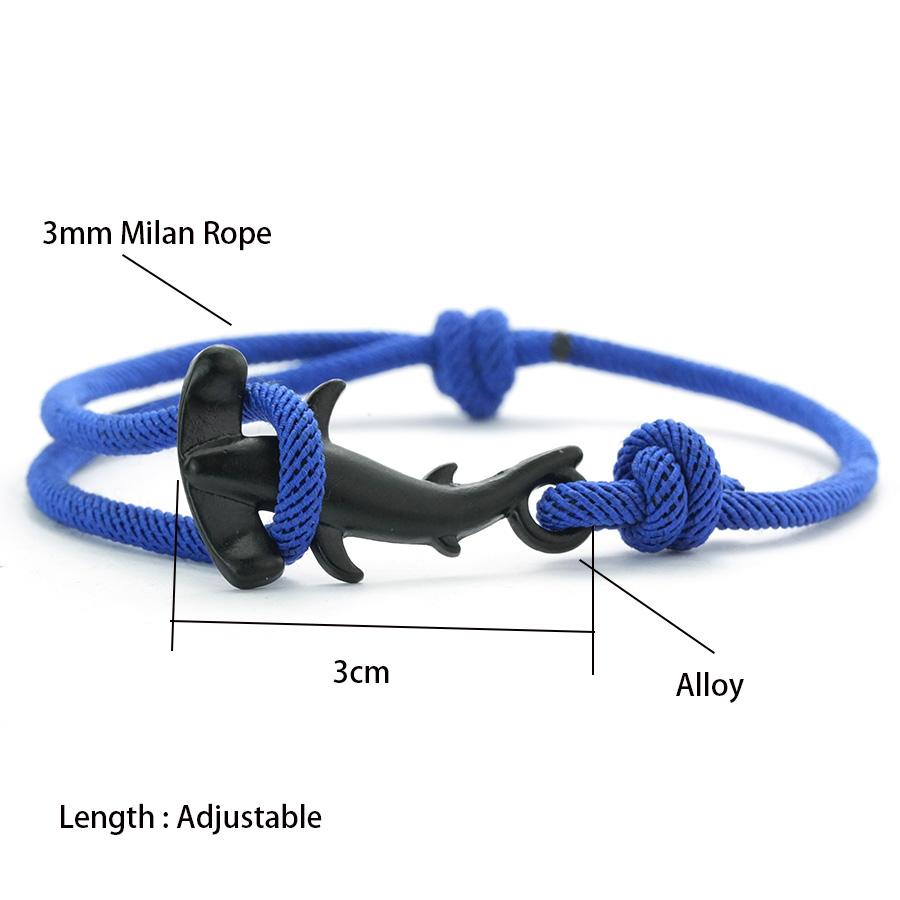 New Marine Animal Lovers Shark Bracelet For Men Sliding Adjustable 7 Colors Grade A 3mm Thin String Braslet Pulseria Hombre