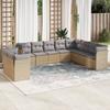 VidaXL Garden Lounge Set with Cushions 10 Pcs Beige Braided Resin 3249698