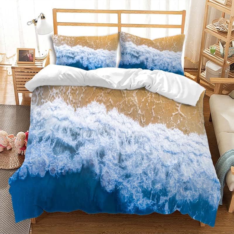 Sea Wave Texture Duvet Cover Twin Queen 2/3pcs Blue Ocean Spray Waves Bedding Set Azure Seawater Comforter Cover For Boys Girls