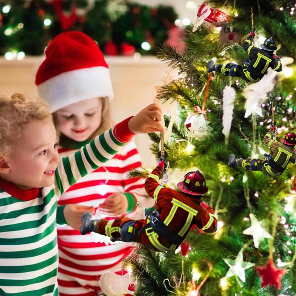 Personalized Firefighter Christmas Pendant Creative Wood Decoration And Keychain Fire Firefighter Peripheral Car Pendant