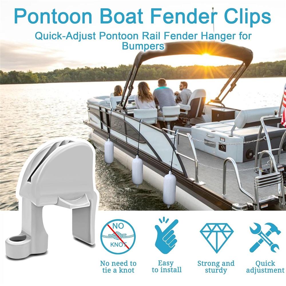 Boat Fender Clips, Pontoon Boat Fender Clips, Adjustable Pontoon Boat Square Rail Fender Clips/Clamps/Pontoon Bumper Hanger, 4 Pack