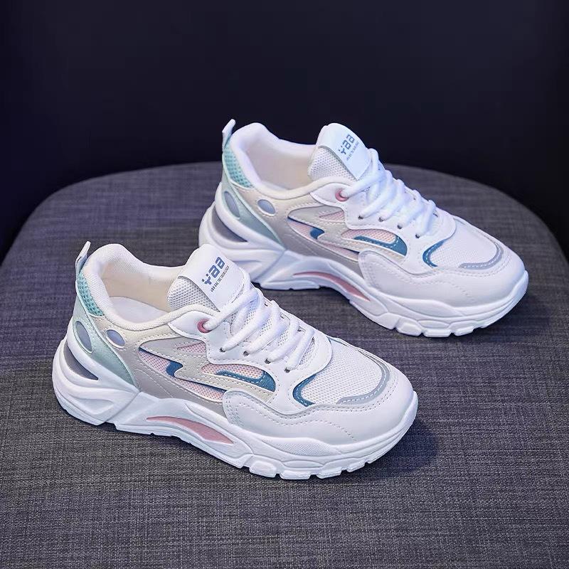 Women's Summer Mesh Sneakers: Breathable, Korean Style, Thick-Soled White Casual Dad Shoes