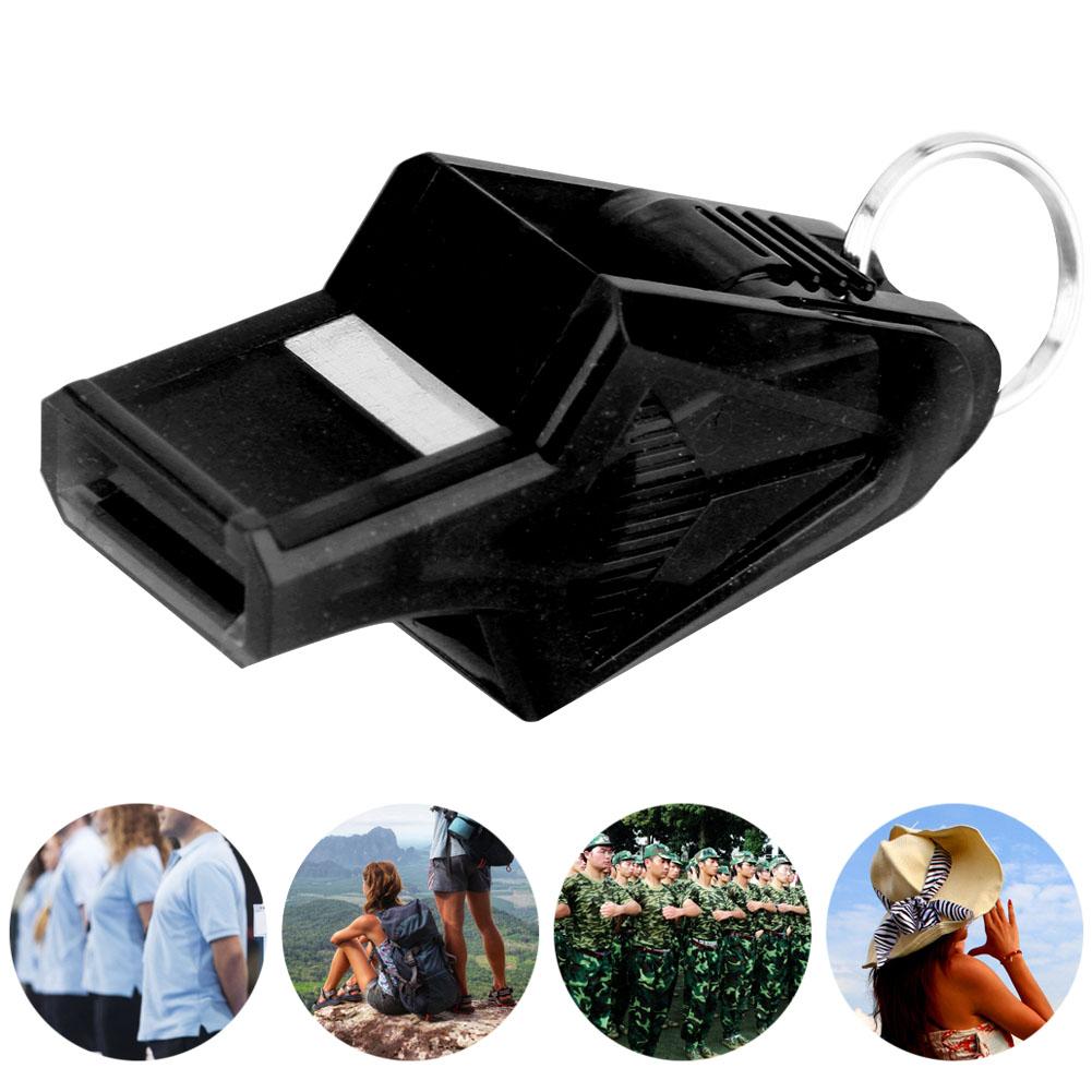 Outdoor Sports Portable Referee Safety Whistle Football Basketball with Lanyard (Black)