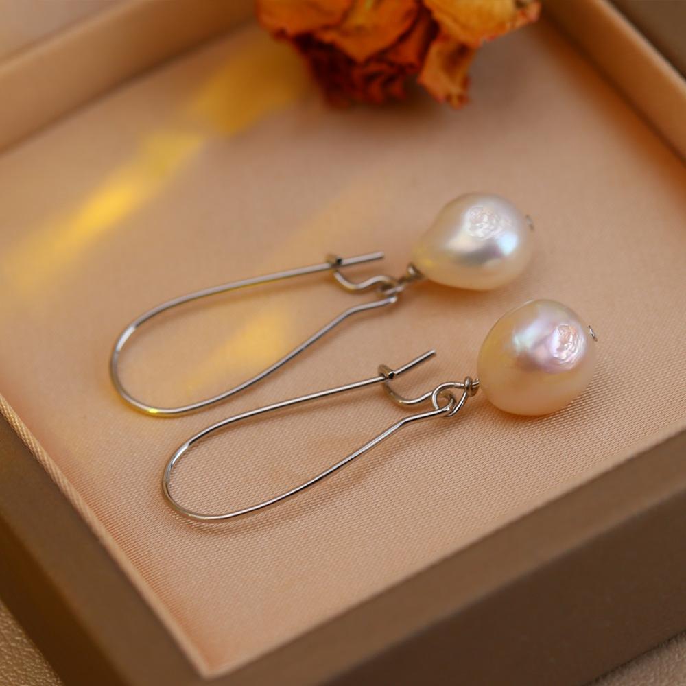 SENIKO Natural Freshwater Big Baroque Pearl Earrings Fashion Pearl Drop Earrings For Women Party Jewelry
