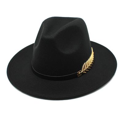 Leaf Decoration Women'S Woolen Hat Jazz Hat British Retro Top Hat Female Trend