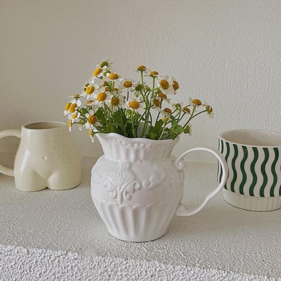 Vase Ornament, Robuster Dekorativer Blumentopf für Echte oder Künstliche Blumen Schlafzimmer Wohnzimmer Dekoration Blumenarrangement