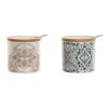 Bamboo Sugar Bowl - Home ESPRIT - Set of 2 - Multicoloured - 7.5x7.5x7.5 Cm - Round - Dolomite - Plain