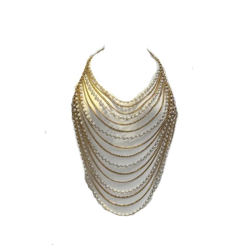 Women Elegant Pearl Bra Pearl Chest Body Chain Jewelry Fashion Handmade Pearl Bra Beach Body Accessories