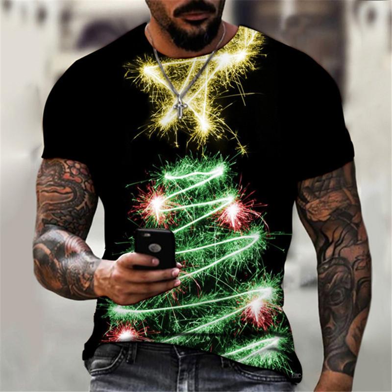Cartoon Christmas Men and Women Fashion T-shirt Summer Street 3D Printed Short Sleeve T-shirt Plus Size Santa Claus Festival Top
