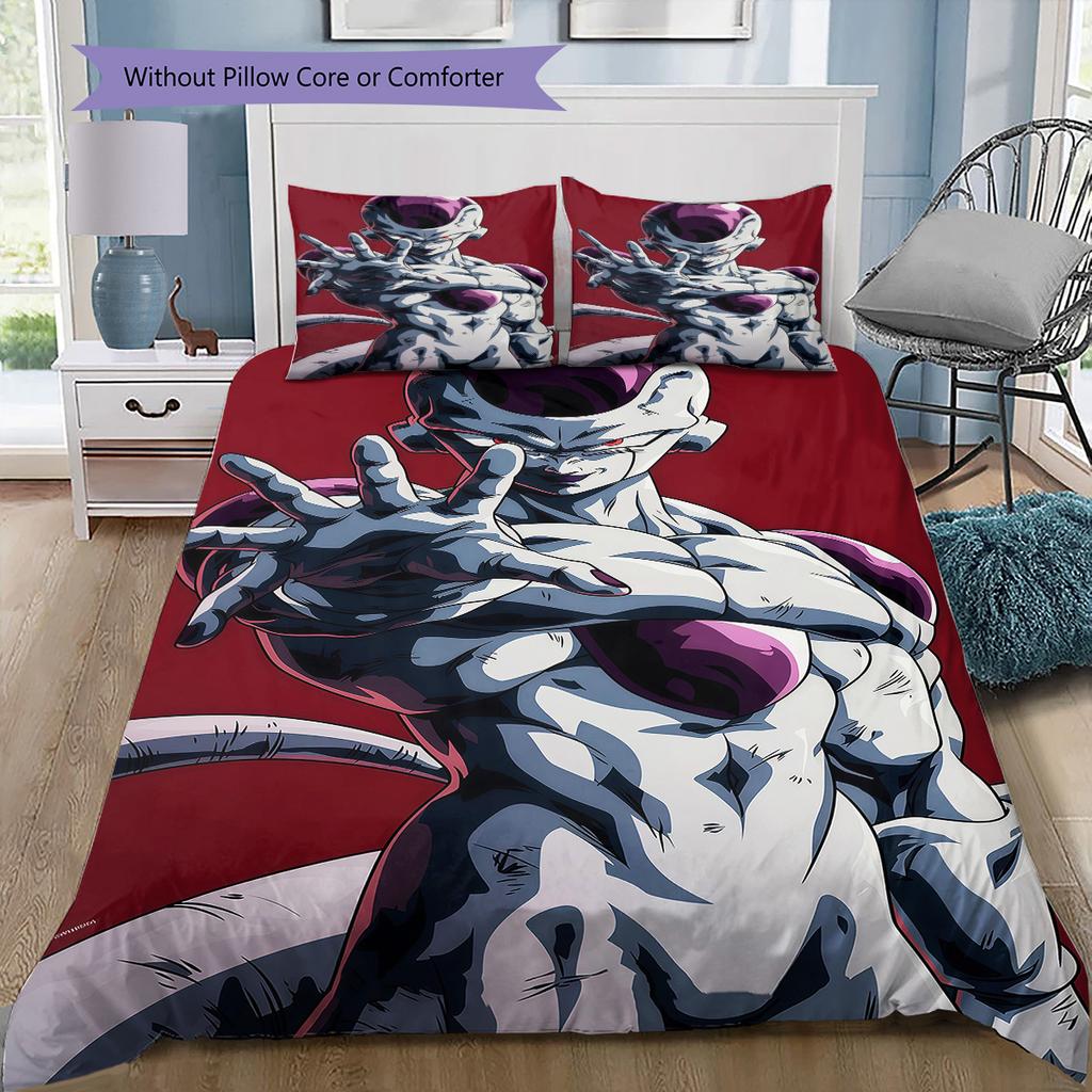 Frieza Pattern Bedding Quilt Set Quilt Cover Pillowcase Home Birthday Gift(1 * duvet cover + 2 * pillowcase, without core)