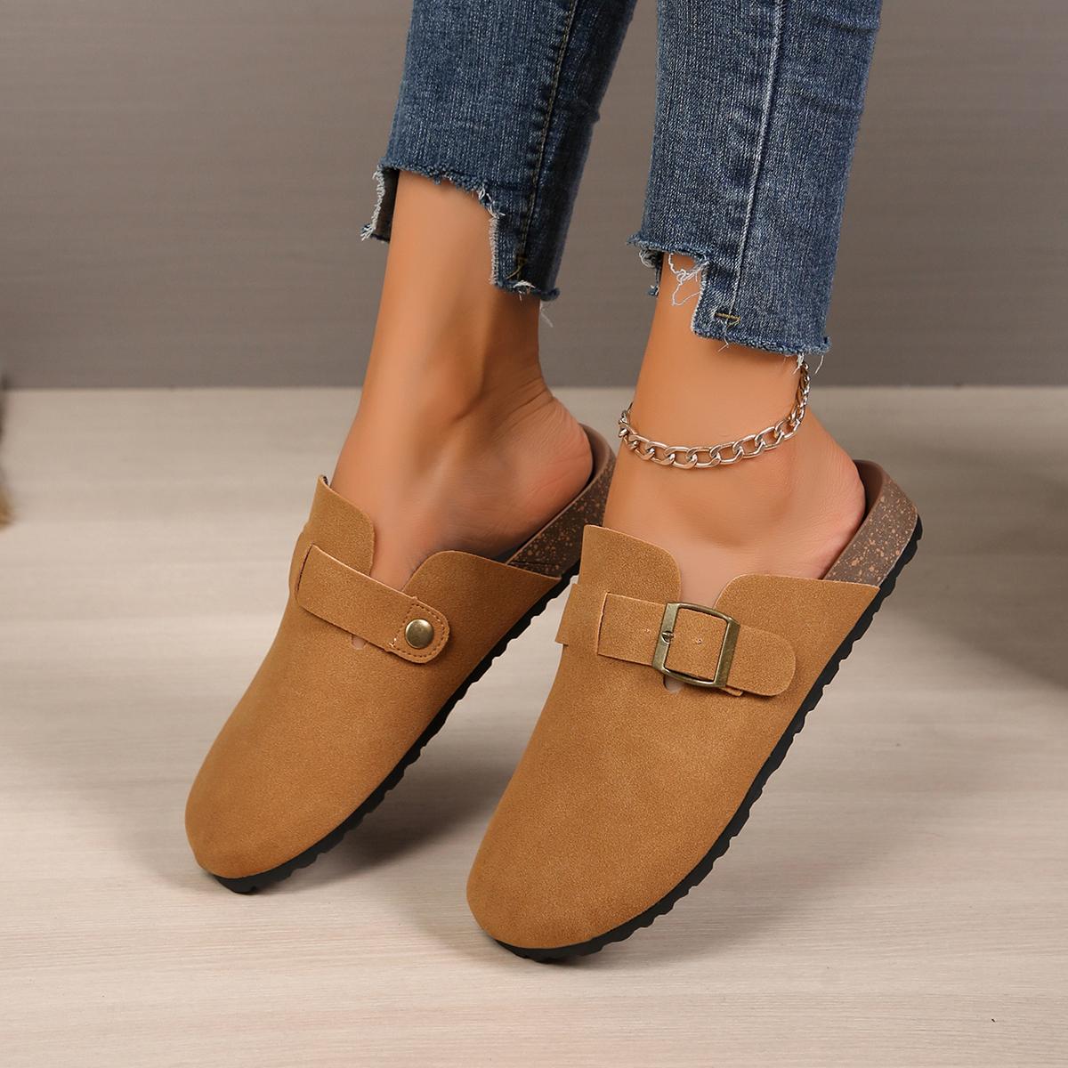 

Модные женские тапочки с закрытым носком, клоги из коровьей замши, женские тапочки в стиле ретро, садовые мюли, летние новые клоги-слайды для женщин 35