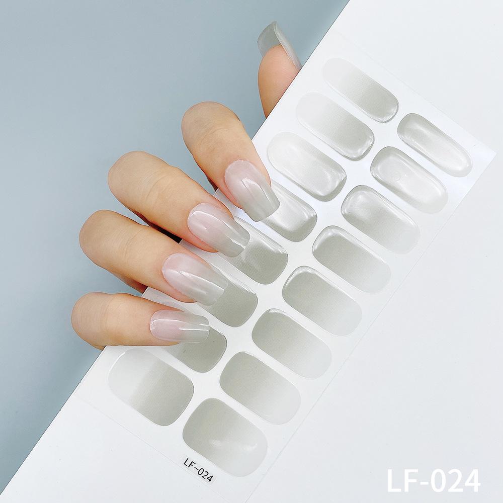 LF No-Bake Waterproof Gel Nail Stickers - Solid, Glitter, Color Block, Gradient Full Cover