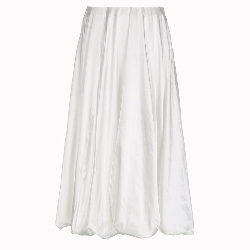 

and American Women s Clothing Street Shooting Ins Style Pure Color Satin Bud Skirt Easiest for Match Slim Looking Mid Length Long Length Fairy Skirt White L