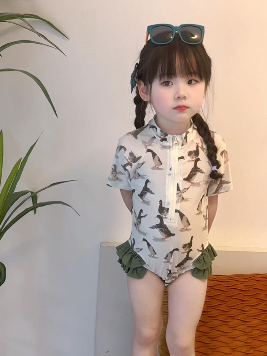 

Милый детский купальник с длинным рукавом, быстросохнущий, с солнцезащитой, с милым животным принтом, для детей маленького и среднего возраста 100 cm