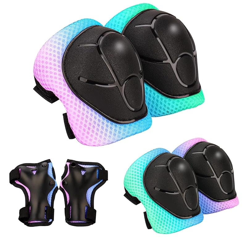 Kids Protective Gear Set - Knee Pads Elbow Pads with Wrist Guards for Ages 3-12 | 3-in-1 Safety Protective Gear for Skating, Cycling, Biking, Roller